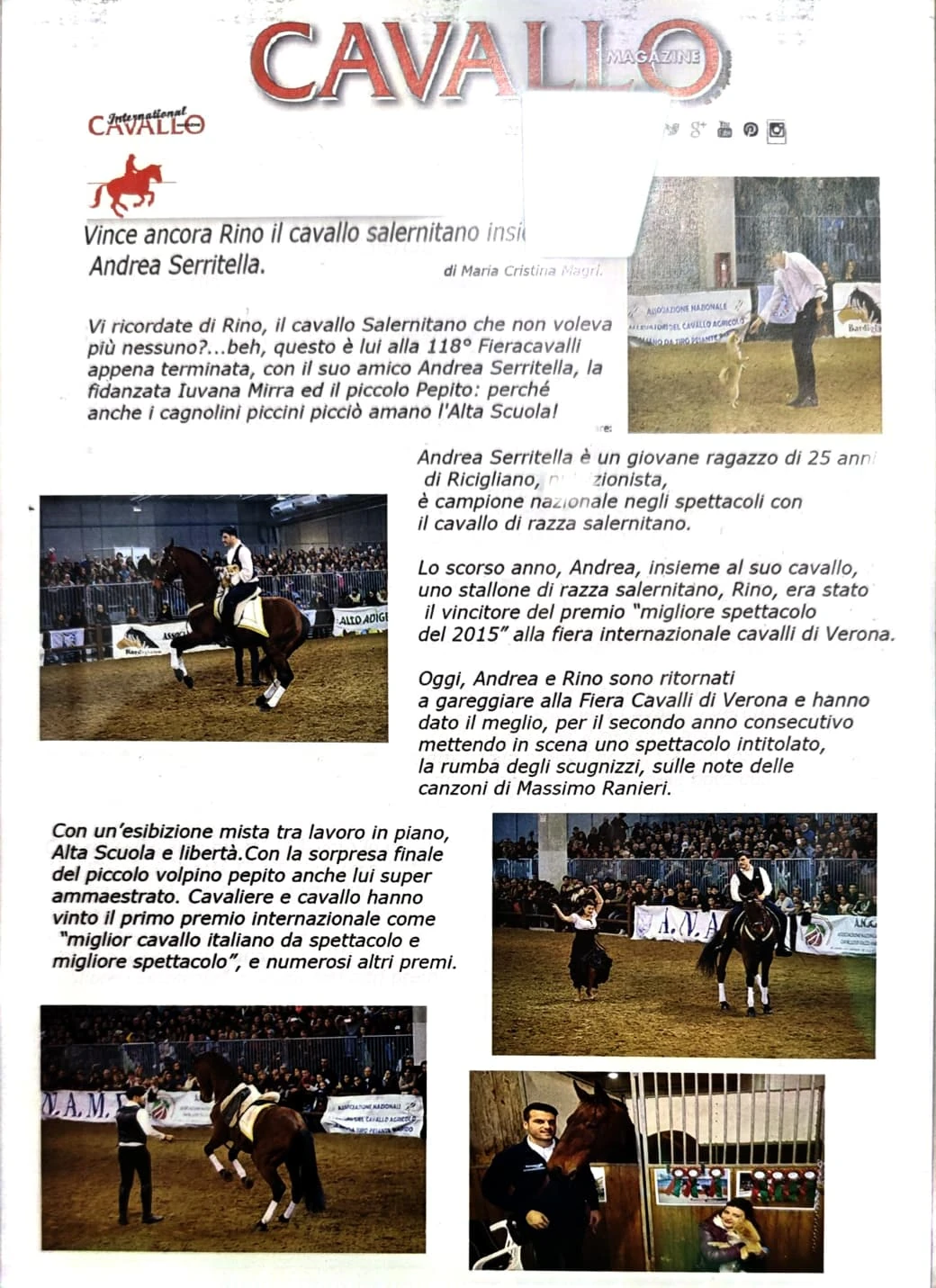 Andrea Serritella e Rino premiati alla 118ª Fieracavalli Verona 2016
